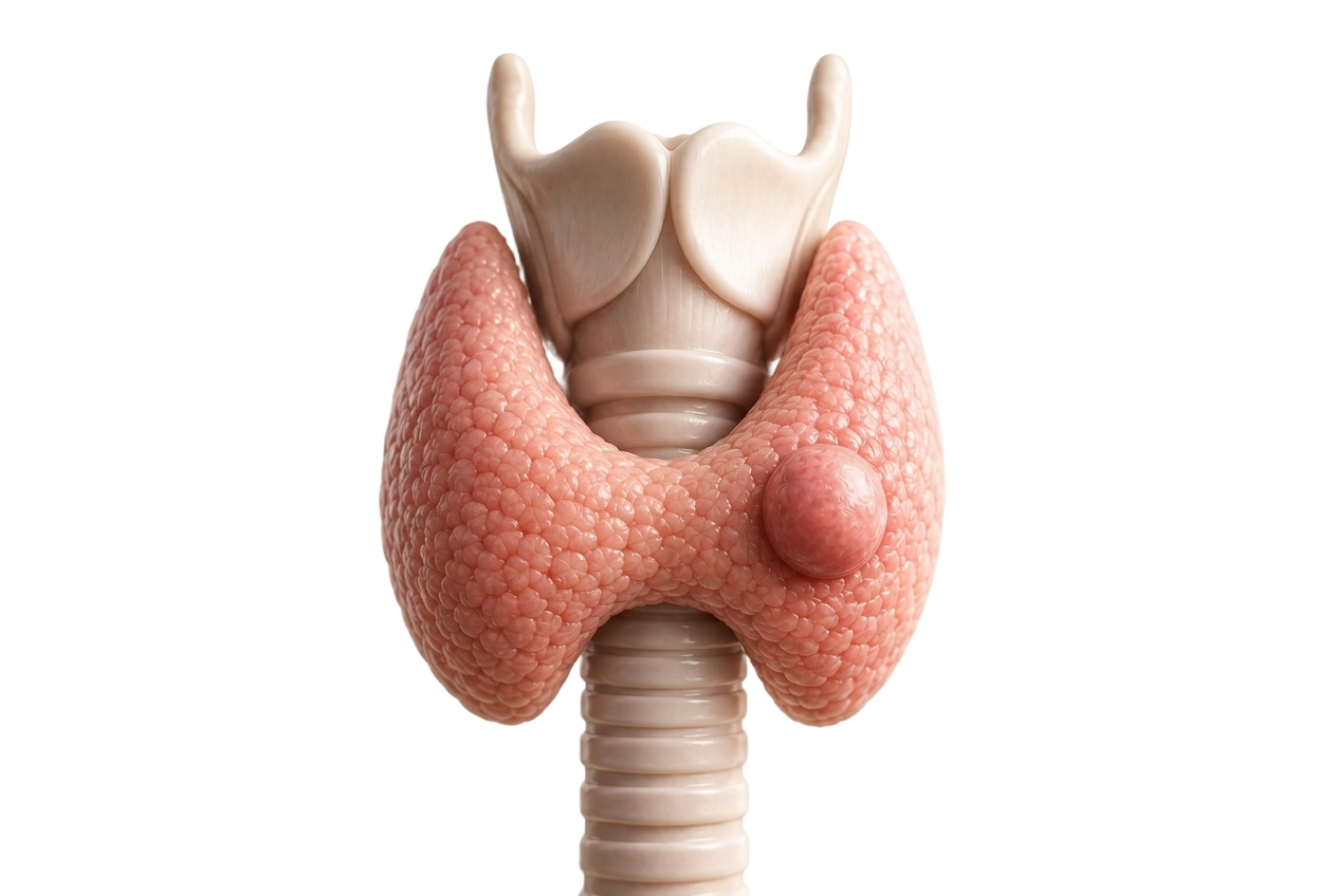 Ilustração de tireoide com nódulo